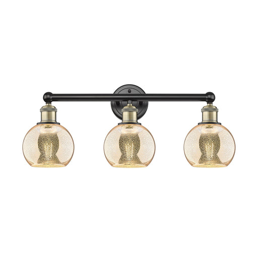 Innovations Athens 24in 3-Light Bath Vanity Light | Industrial Black Antique Brass and Mercury Glass | Bathroom Vanity | 23.88 x | Model 616-3W-BAB-G128-6