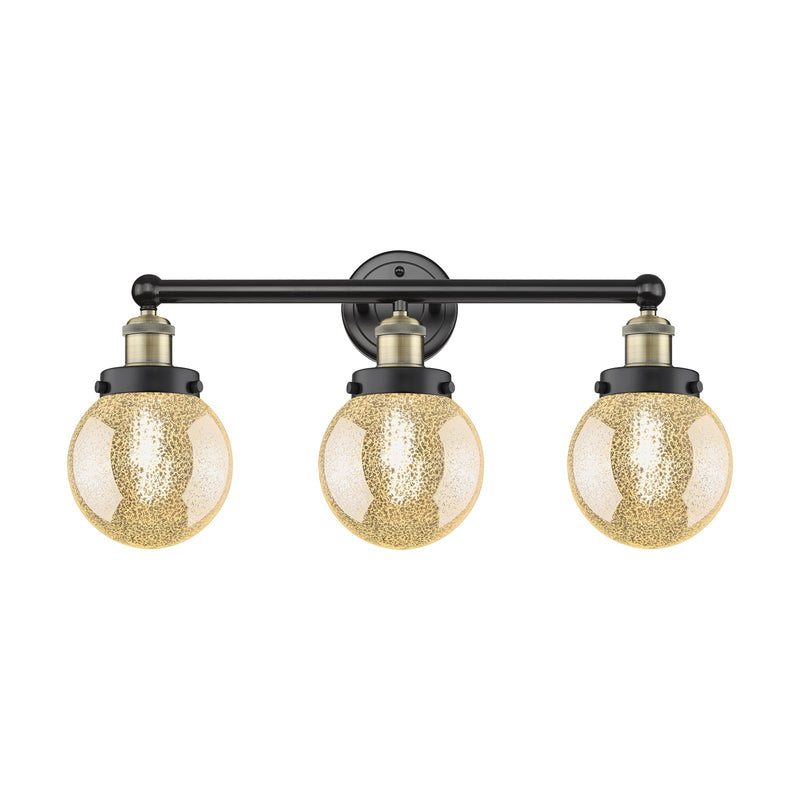 Innovations Beacon 24in 3-Light Bath Vanity Light | Industrial Black Antique Brass Steel and Mercury Glass | Bathroom Vanity & | Model 616-3W-BAB-G208-6