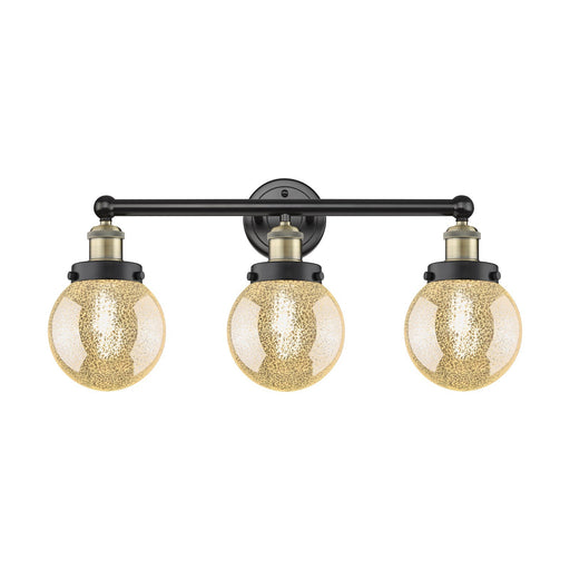 Innovations Beacon 24in 3-Light Bath Vanity Light | Industrial Black Antique Brass Steel and Mercury Glass | Bathroom Vanity & | Model 616-3W-BAB-G208-6