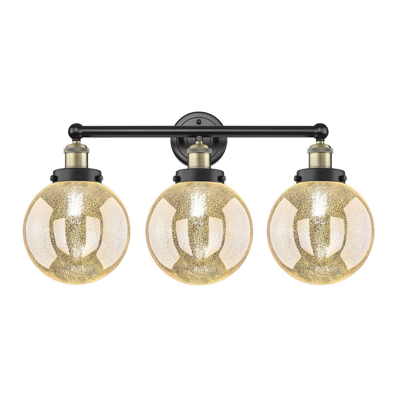 Innovations Beacon 26in 3-Light Bath Vanity Light | Industrial Black Antique Brass and Mercury Glass | Bathroom Vanity | 26 x | Model 616-3W-BAB-G208-8