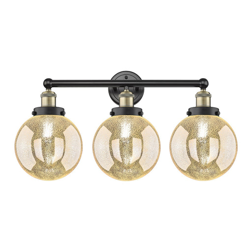 Innovations Beacon 26in 3-Light Bath Vanity Light | Industrial Black Antique Brass and Mercury Glass | Bathroom Vanity | 26 x | Model 616-3W-BAB-G208-8