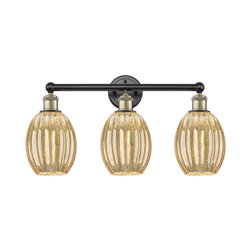Innovations Preston Bulb 24in 3-Light Bath Vanity Light | Industrial Black Antique Brass and Mercury Glass | Damp-Rated | Model 616-3W-BAB-G459-6ME