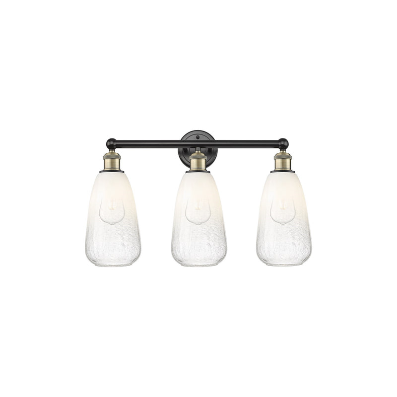 Innovations Brookhaven Almond 24in 3-Light Bath Vanity Light | Industrial Black Antique Brass and Opal Glass | Damp Rated | Model 616-3W-BAB-G480-6OP