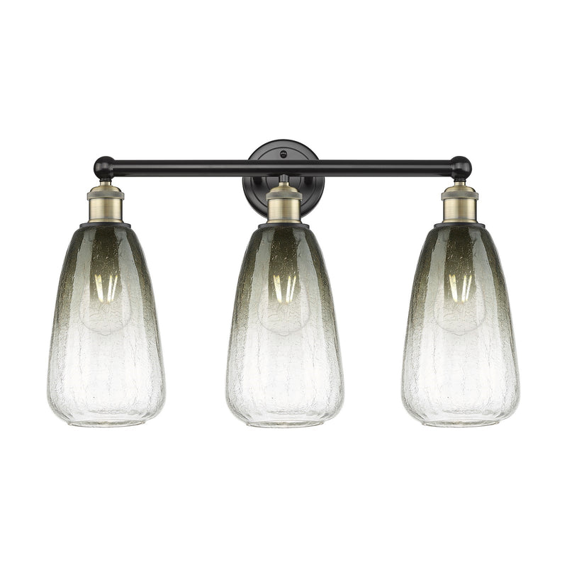 Innovations Brookhaven Almond 24in 3-Light Bath Vanity Light | Industrial Black Antique Brass and Slate Glass | Bathroom | Model 616-3W-BAB-G480-6SL