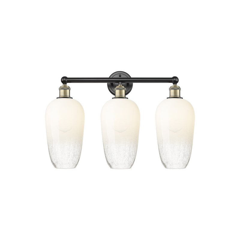 Innovations Brookhaven Flute 25in 3-Light Bath Vanity Light | Industrial Black Antique Brass Steel and Opal Glass | Bathroom | Model 616-3W-BAB-G484-7OP