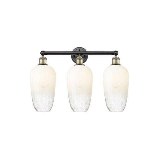 Innovations Brookhaven Flute 25in 3-Light Bath Vanity Light | Industrial Black Antique Brass Steel and Opal Glass | Bathroom | Model 616-3W-BAB-G484-7OP