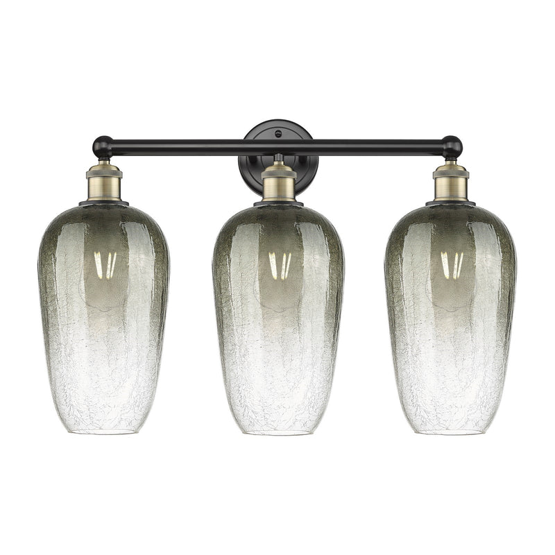 Innovations Brookhaven Flute 25in 3-Light Bath Vanity Light | Industrial Black Antique Brass and Slate Glass | Bathroom Vanity | Model 616-3W-BAB-G484-7SL