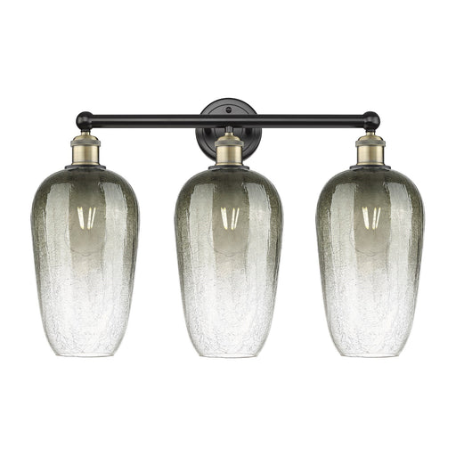 Innovations Brookhaven Flute 25in 3-Light Bath Vanity Light | Industrial Black Antique Brass and Slate Glass | Bathroom Vanity | Model 616-3W-BAB-G484-7SL