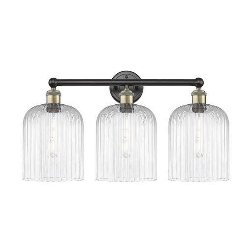 Innovations Bridal Veil 23in 3-Light Bath Vanity Light | Art Nouveau Black Antique Brass and Clear Ribbed Glass | Bathroom | Model 616-3W-BAB-G559-8CL