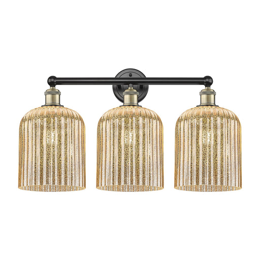 Innovations Bridal Veil 23in 3-Light Bath Vanity Light | Art Nouveau Black Antique Brass and Mercury Ribbed Glass | Bathroom | Model 616-3W-BAB-G559-8ME