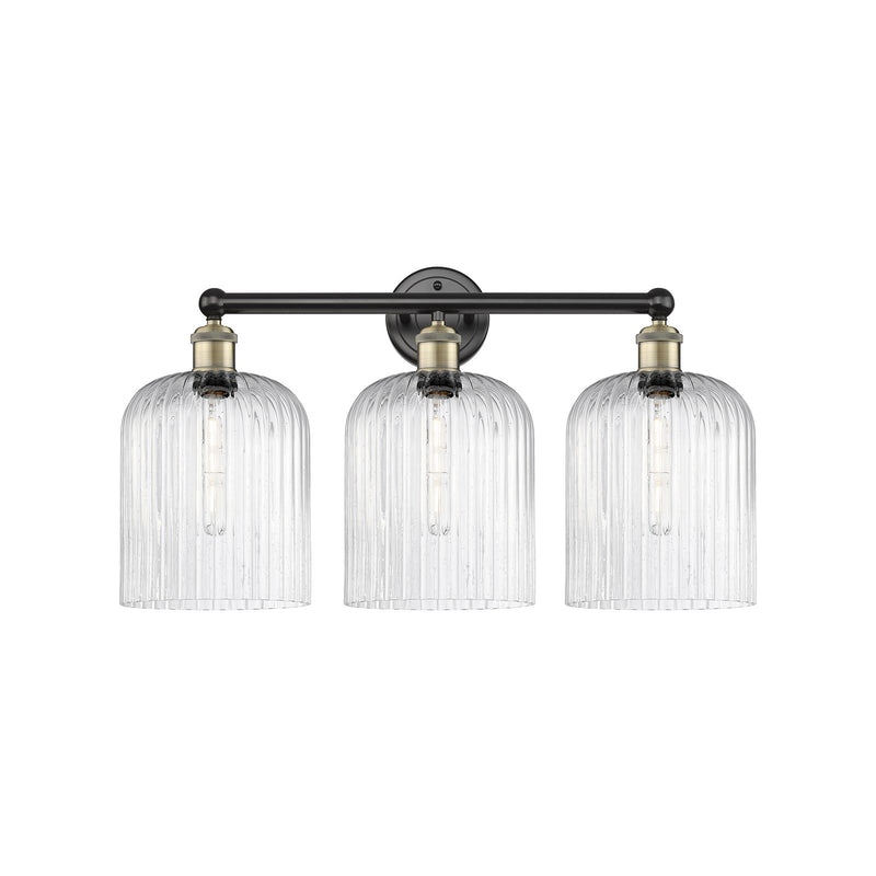Innovations Bridal Veil 23in 3-Light Bath Vanity Light | Industrial Black Antique Brass and Seedy Ribbed Glass | Bathroom | Model 616-3W-BAB-G559-8SDY