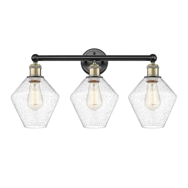Innovations Cindyrella 26in 3-Light Bath Vanity Light | Industrial Black Antique Brass and Seedy Glass | Bathroom Vanity | Model 616-3W-BAB-G654-8