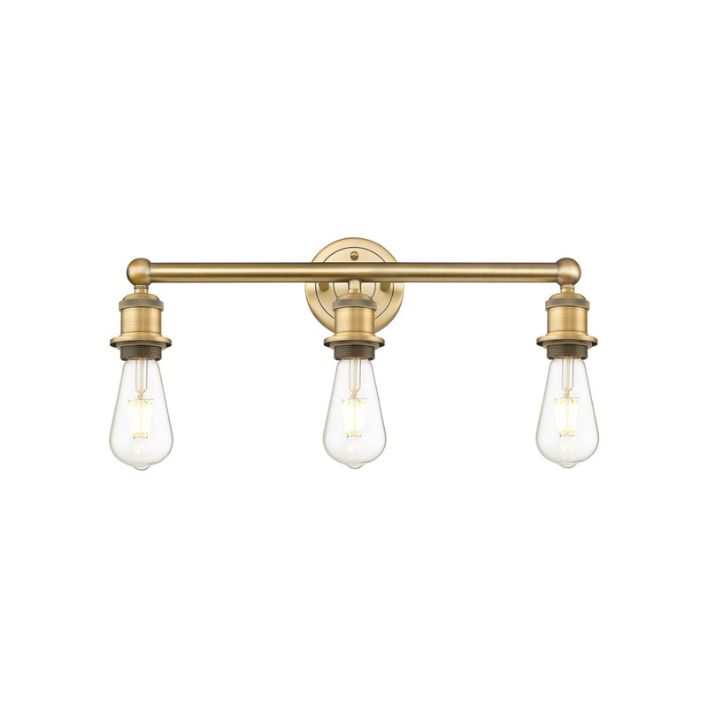 Innovations Edison 21in 3-Light Bath Vanity Light | Industrial Brushed Brass Steel and Vintage Bulbs | Bathroom Vanity | 21.38 x 6 x | Model 616-3W-BB