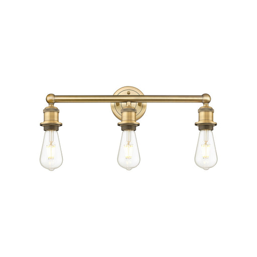 Innovations Edison 21in 3-Light Bath Vanity Light | Industrial Brushed Brass Steel and Vintage Bulbs | Bathroom Vanity | 21.38 x 6 x | Model 616-3W-BB
