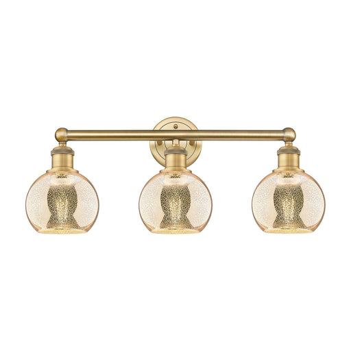 Innovations Athens 24in 3-Light Bath Vanity Light | Industrial Brushed Brass Steel and Mercury Glass | Bathroom Vanity | 23.88 x | Model 616-3W-BB-G128-6