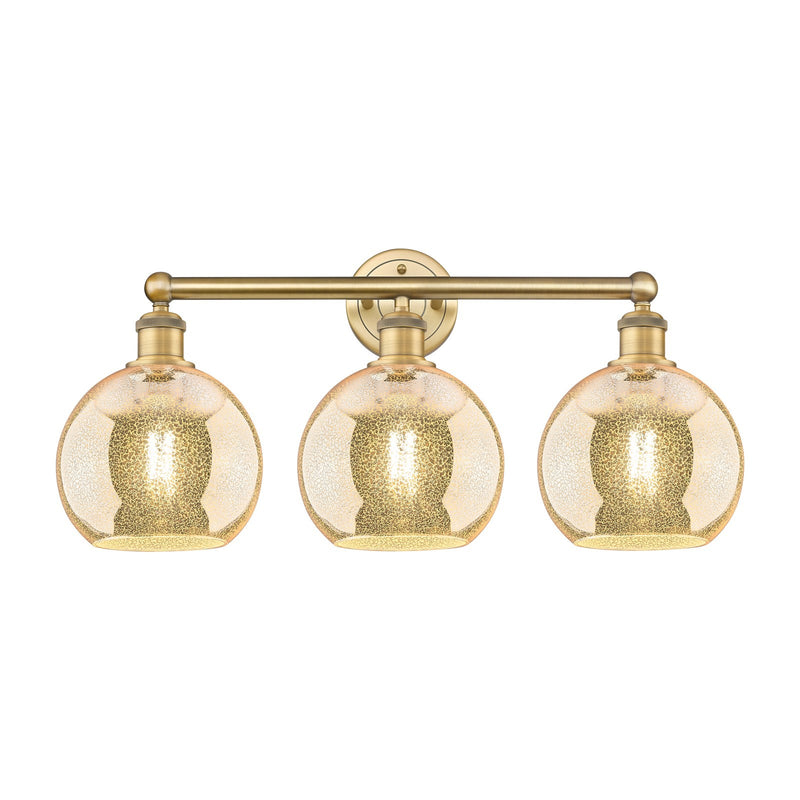 Innovations Athens 26in 3-Light Bath Vanity Light | Industrial Brushed Brass and Mercury Glass | Bathroom Vanity | 26 x 12.25 x | Model 616-3W-BB-G128-8