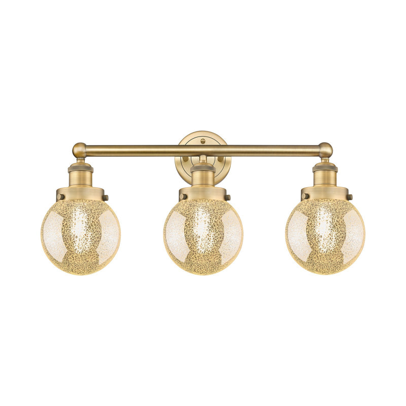 Innovations Beacon 24in 3-Light Bath Vanity Light | Industrial Brushed Brass Steel and Mercury Glass | Bathroom Vanity | 24 x | Model 616-3W-BB-G208-6