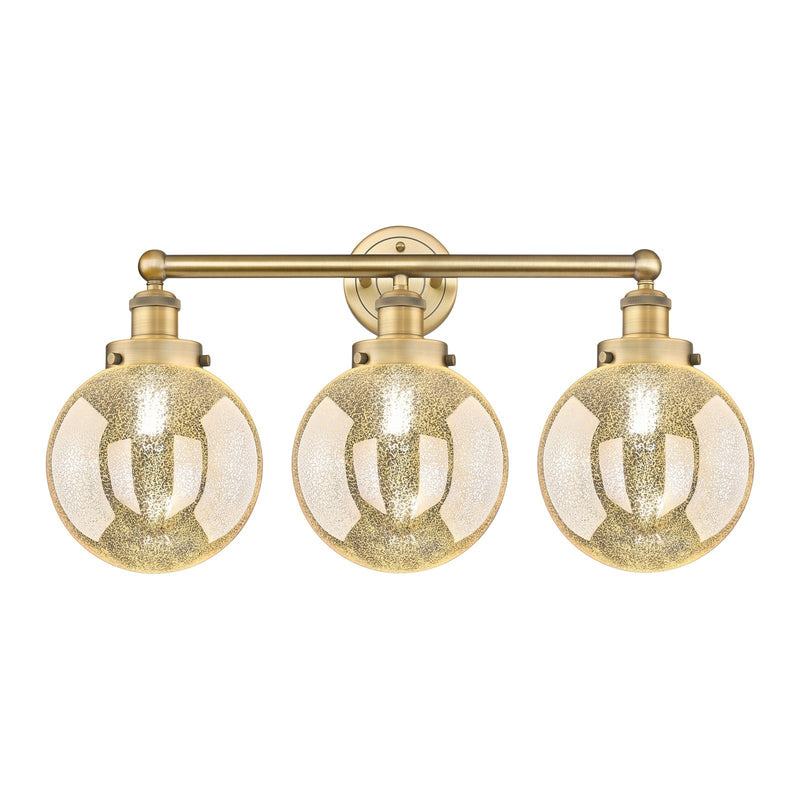 Innovations Beacon 26in 3-Light Bath Vanity Light | Industrial Brushed Brass Steel and Mercury Glass | Bathroom Vanity | 26 x | Model 616-3W-BB-G208-8