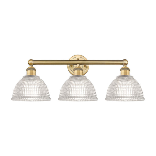 Innovations Arietta 26in 3-Light Bath Vanity Light | Industrial Brushed Brass Steel and Clear Glass | Bathroom Vanity | 26 x 10.25 | Model 616-3W-BB-G422