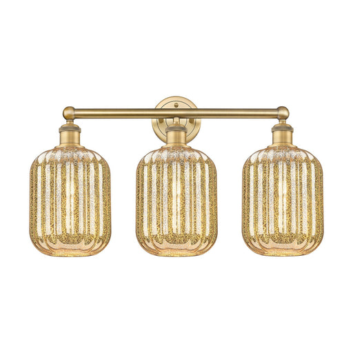 Innovations Preston Cylinder 25in 3-Light Bath Vanity | Industrial Brushed Brass Steel and Mercury Glass | Bathroom Vanity | Model 616-3W-BB-G460-7ME
