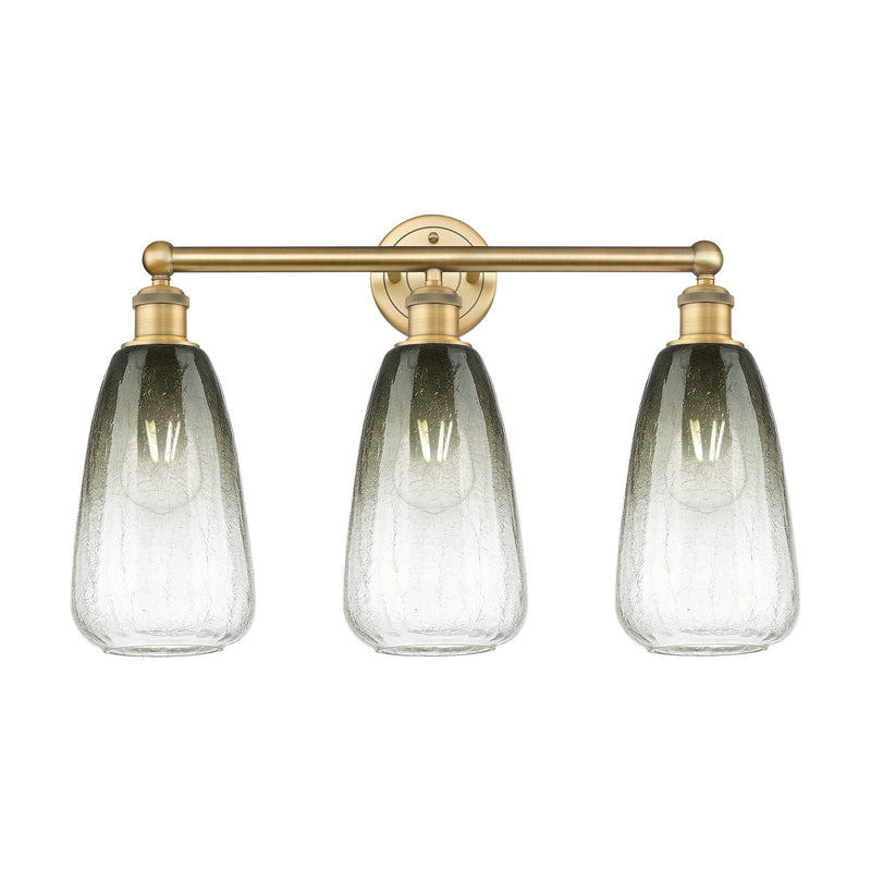 Innovations Brookhaven Almond 24in 3-Light Bath Vanity Light | Industrial Brushed Brass and Slate Glass | Bathroom Vanity & | Model 616-3W-BB-G480-6SL