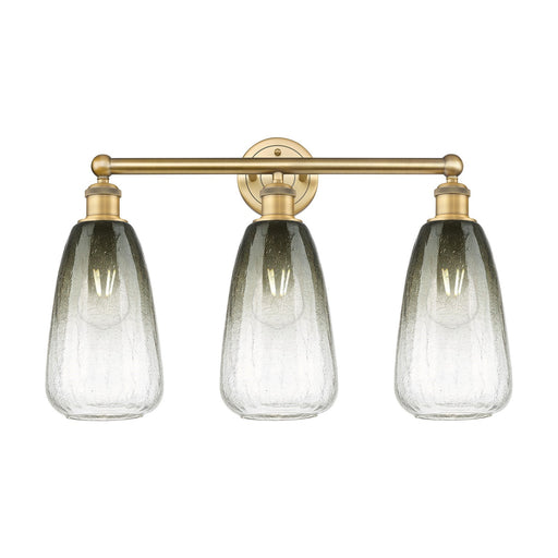 Innovations Brookhaven Almond 24in 3-Light Bath Vanity Light | Industrial Brushed Brass and Slate Glass | Bathroom Vanity & | Model 616-3W-BB-G480-6SL