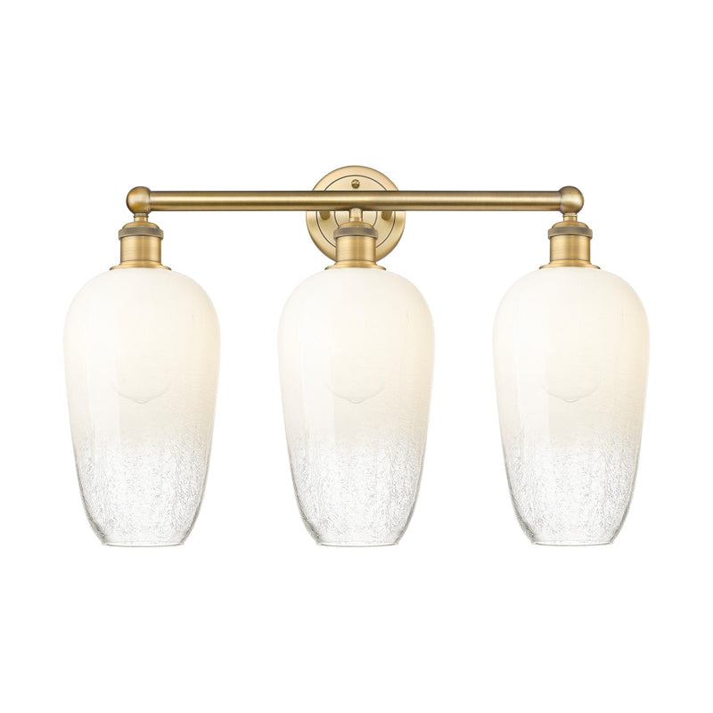 Innovations Brookhaven Flute 25in 3-Light Bath Vanity | Industrial Brushed Brass Steel and Opal Glass | Damp Rated Bathroom | Model 616-3W-BB-G484-7OP