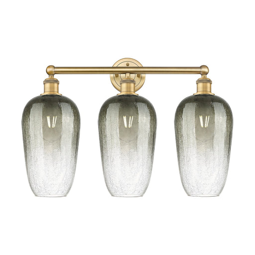 Innovations Brookhaven Flute 25in 3-Light Bath Vanity | Industrial Brushed Brass and Slate Glass | Bathroom Vanity Light | 25 x | Model 616-3W-BB-G484-7SL