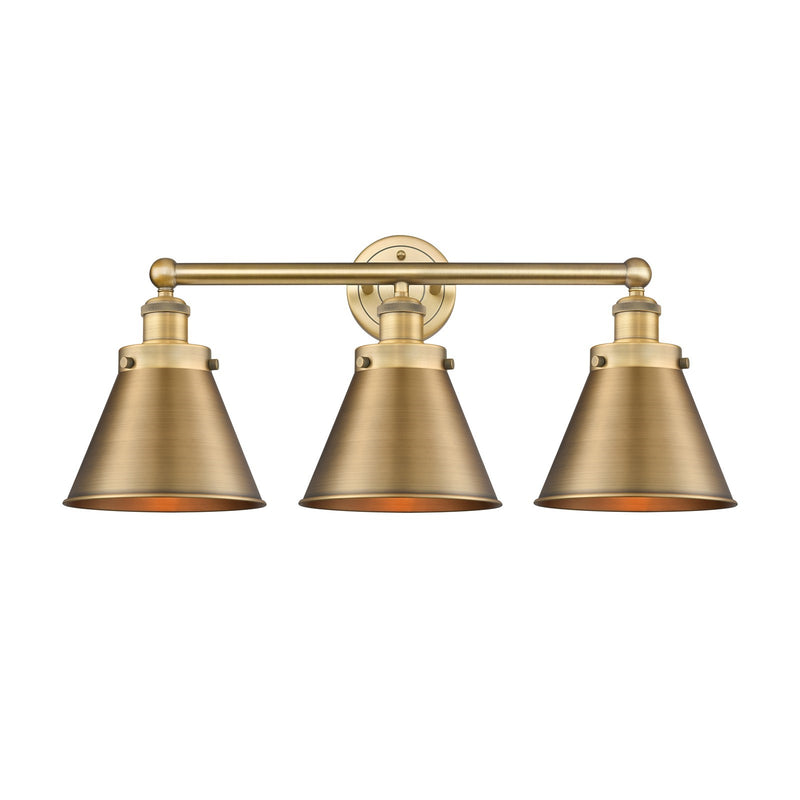 Innovations Appalachian 26in 3-Light Bath Vanity | Industrial Brushed Brass Steel and Brushed Brass Metal Shade | Bathroom Vanity | Model 616-3W-BB-M13-BB