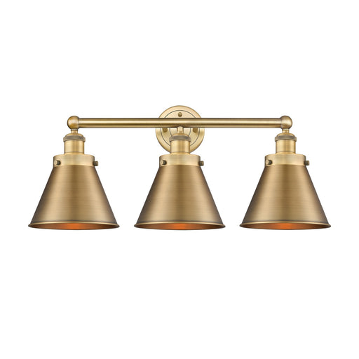 Innovations Appalachian 26in 3-Light Bath Vanity | Industrial Brushed Brass Steel and Brushed Brass Metal Shade | Bathroom Vanity | Model 616-3W-BB-M13-BB