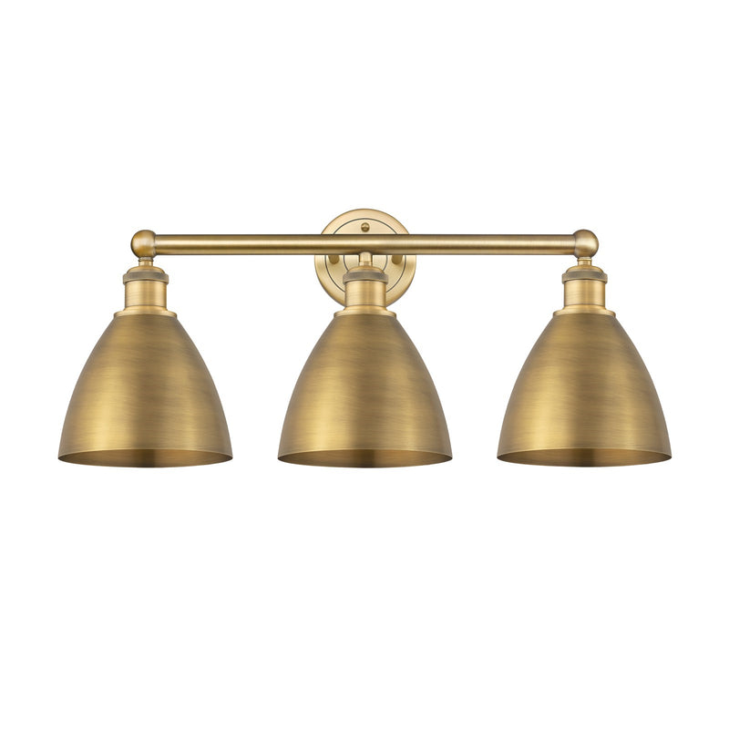 Innovations Bristol 26in 3-Light Bath Vanity | Industrial Farmhouse Brushed Brass Steel and Brushed Brass Metal Shade | Model 616-3W-BB-MBD-75-BB