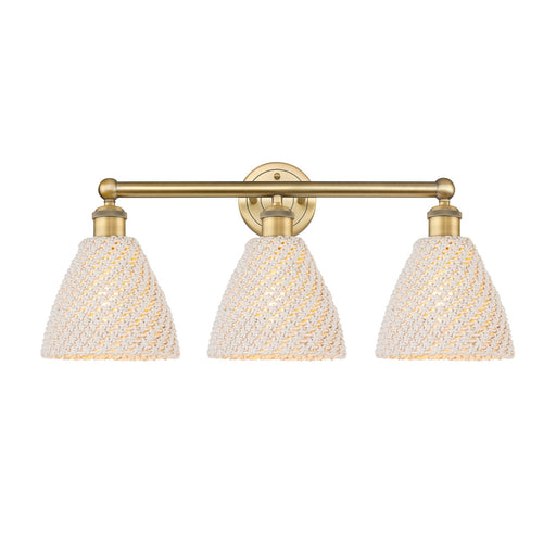 Innovations Bristol Natural 26in 3-Light Bath Vanity Light | Industrial Brushed Brass Steel and Natural Fiber Shade | Model 616-3W-BB-NBD-75-NAT