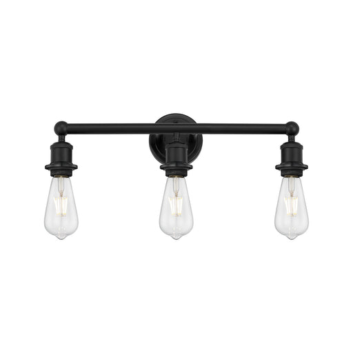 Innovations Lighting Edison 21in 3-Light Bath Vanity Light | Industrial Matte Black Steel and Cast Brass | Damp-Rated Bathroom Vanity | Model 616-3W-BK