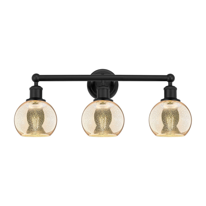 Innovations Athens 24in 3-Light Bath Vanity Light | Industrial Matte Black Steel and Mercury Glass | Bathroom Vanity | 23.88 x | Model 616-3W-BK-G128-6