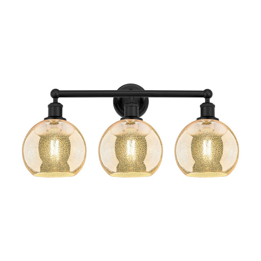 Innovations Athens 26in 3-Light Bath Vanity Light | Industrial Matte Black Steel and Mercury Glass | Bathroom Vanity | 26 x 12.25 | Model 616-3W-BK-G128-8