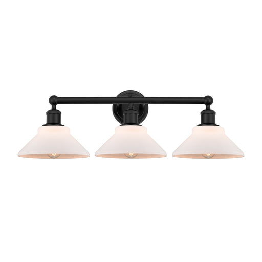 Innovations Orwell 26in 3-Light Bath Vanity Light | Industrial Matte Black Steel and Matte White Glass | Bathroom Vanity | 26.38 x | Model 616-3W-BK-G131