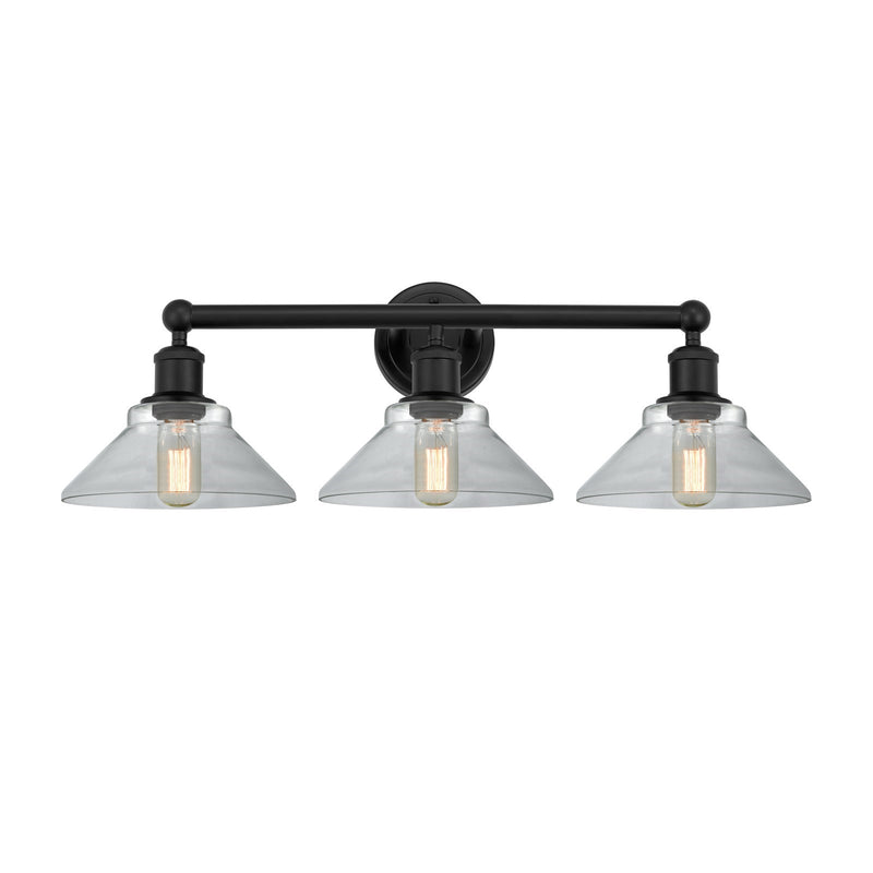 Innovations Orwell 26in 3-Light Bath Vanity Light | Industrial Matte Black Steel and Clear Glass | Bathroom Vanity | 26.38 x 9.25 x | Model 616-3W-BK-G132