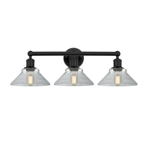 Innovations Orwell 26in 3-Light Bath Vanity Light | Industrial Matte Black Steel and Clear Glass | Bathroom Vanity | 26.38 x 9.25 x | Model 616-3W-BK-G132