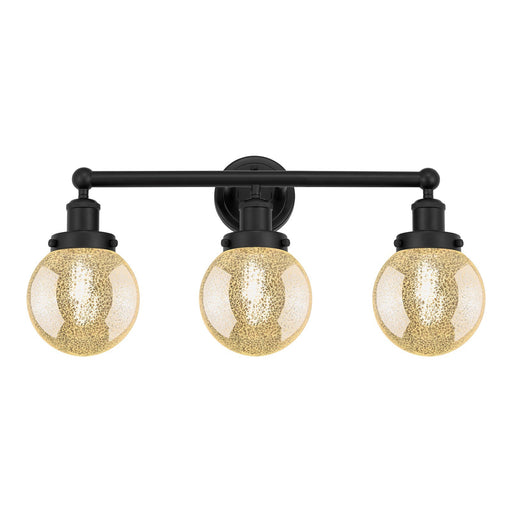 Innovations Beacon 24in 3-Light Bath Vanity Light | Industrial Matte Black Steel and Mercury Glass | Bathroom Vanity | 24 x 11.38 | Model 616-3W-BK-G208-6
