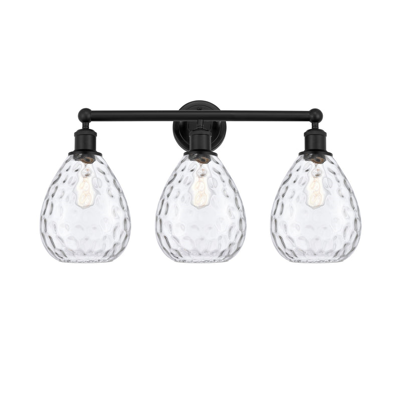 Innovations Waverly 26in 3-Light Bath Vanity Light | Industrial Matte Black Steel and Clear Glass | Bathroom Vanity & Hallway | Model 616-3W-BK-G372