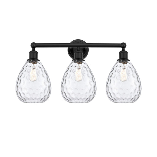 Innovations Waverly 26in 3-Light Bath Vanity Light | Industrial Matte Black Steel and Clear Glass | Bathroom Vanity & Hallway | Model 616-3W-BK-G372