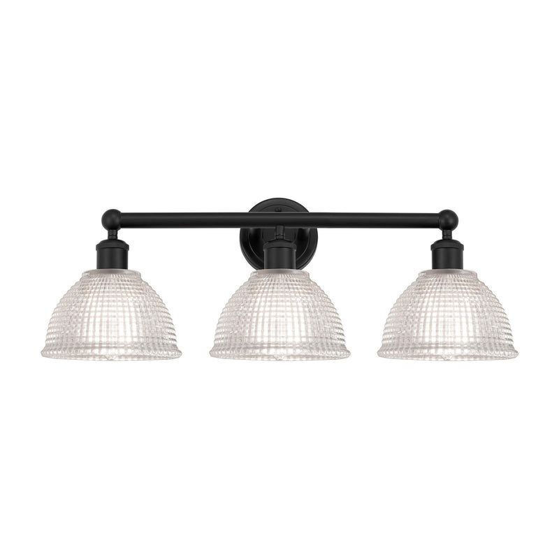 Innovations Arietta 26in 3-Light Bath Vanity Light | Industrial Matte Black Steel and Clear Glass | Bathroom Vanity & Powder Room | Model 616-3W-BK-G422