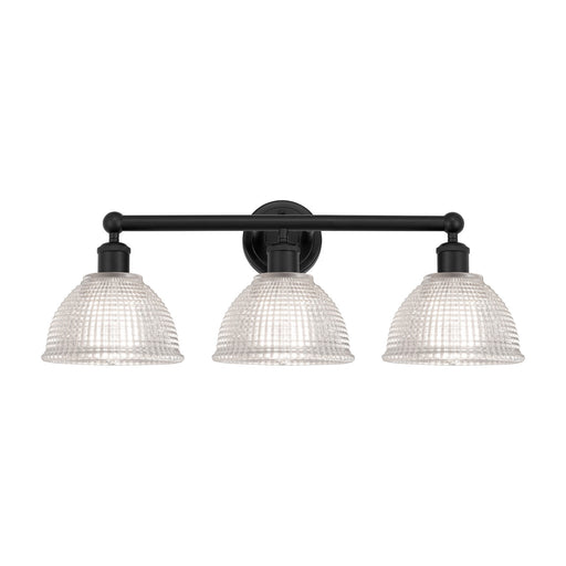 Innovations Arietta 26in 3-Light Bath Vanity Light | Industrial Matte Black Steel and Clear Glass | Bathroom Vanity & Powder Room | Model 616-3W-BK-G422