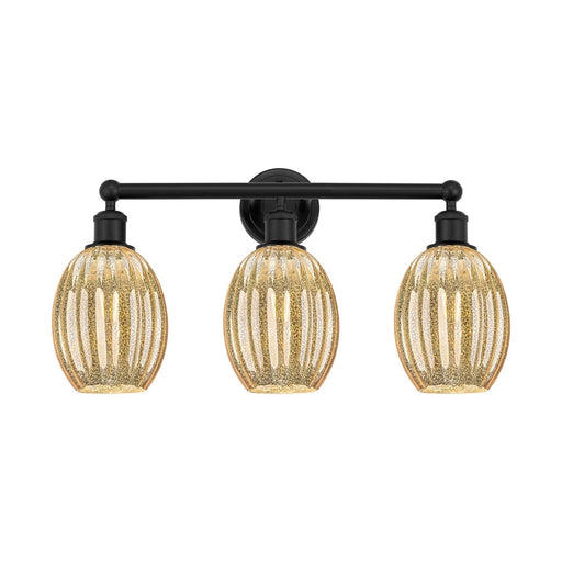 Innovations Preston Bulb 24in 3-Light Bath Vanity | Industrial Matte Black Steel and Mercury Glass | Bathroom Vanity & Powder | Model 616-3W-BK-G459-6ME