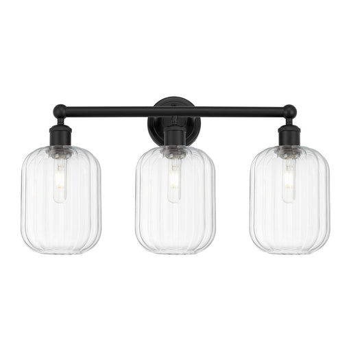 Innovations Preston Cylinder 25in 3-Light Bath Vanity | Industrial Modern Matte Black Steel and Clear Glass | Bathroom Vanity & | Model 616-3W-BK-G460-7CL