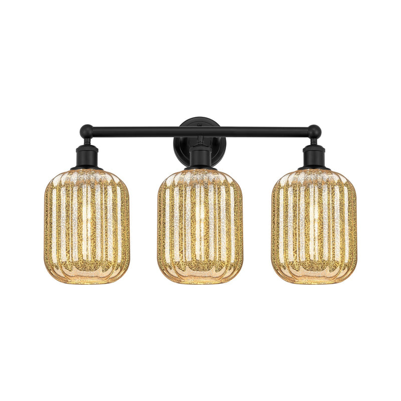 Innovations Preston Cylinder 25in 3-Light Bath Vanity | Industrial Matte Black Steel and Mercury Glass | Bathroom Vanity & | Model 616-3W-BK-G460-7ME