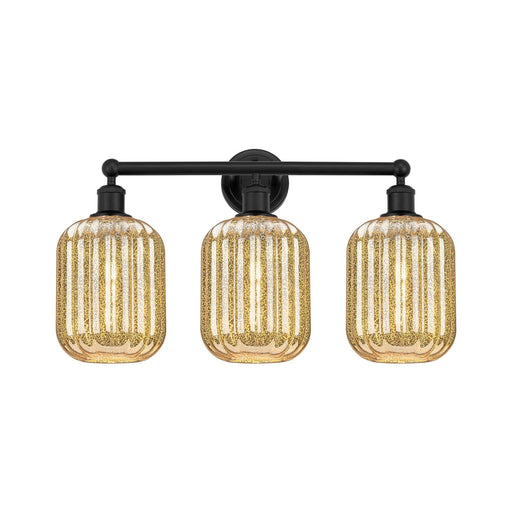 Innovations Preston Cylinder 25in 3-Light Bath Vanity | Industrial Matte Black Steel and Mercury Glass | Bathroom Vanity & | Model 616-3W-BK-G460-7ME