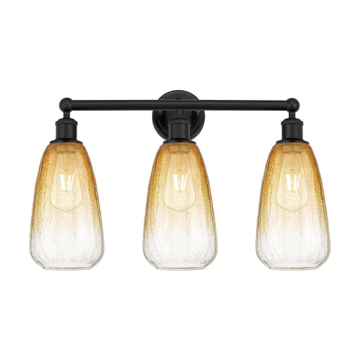 Innovations Brookhaven Almond 24in 3-Light Bath Vanity Light | Industrial Matte Black Steel and Amber Glass | Bathroom Vanity | Model 616-3W-BK-G480-6AM