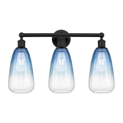 Innovations Brookhaven Almond 24in 3-Light Bath Vanity | Industrial Matte Black Steel and Sapphire Blue Glass | Bathroom Vanity | Model 616-3W-BK-G480-6SB