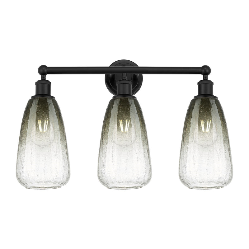 Innovations Brookhaven Almond 24in 3-Light Bath Vanity | Industrial Matte Black Steel and Cast Brass with Slate Glass Shades | Model 616-3W-BK-G480-6SL